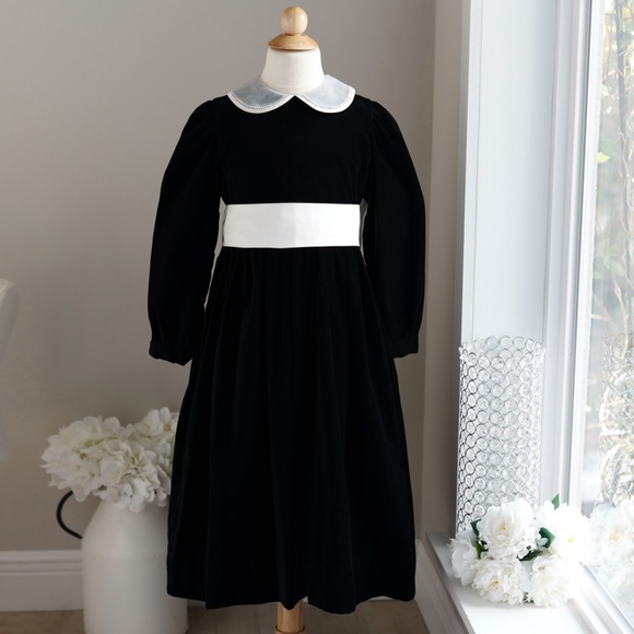 RARE Strasburg Dress Black Velvet Ivory Silk Sash Special Occasion Wedding NWT - Picture 1 of 7